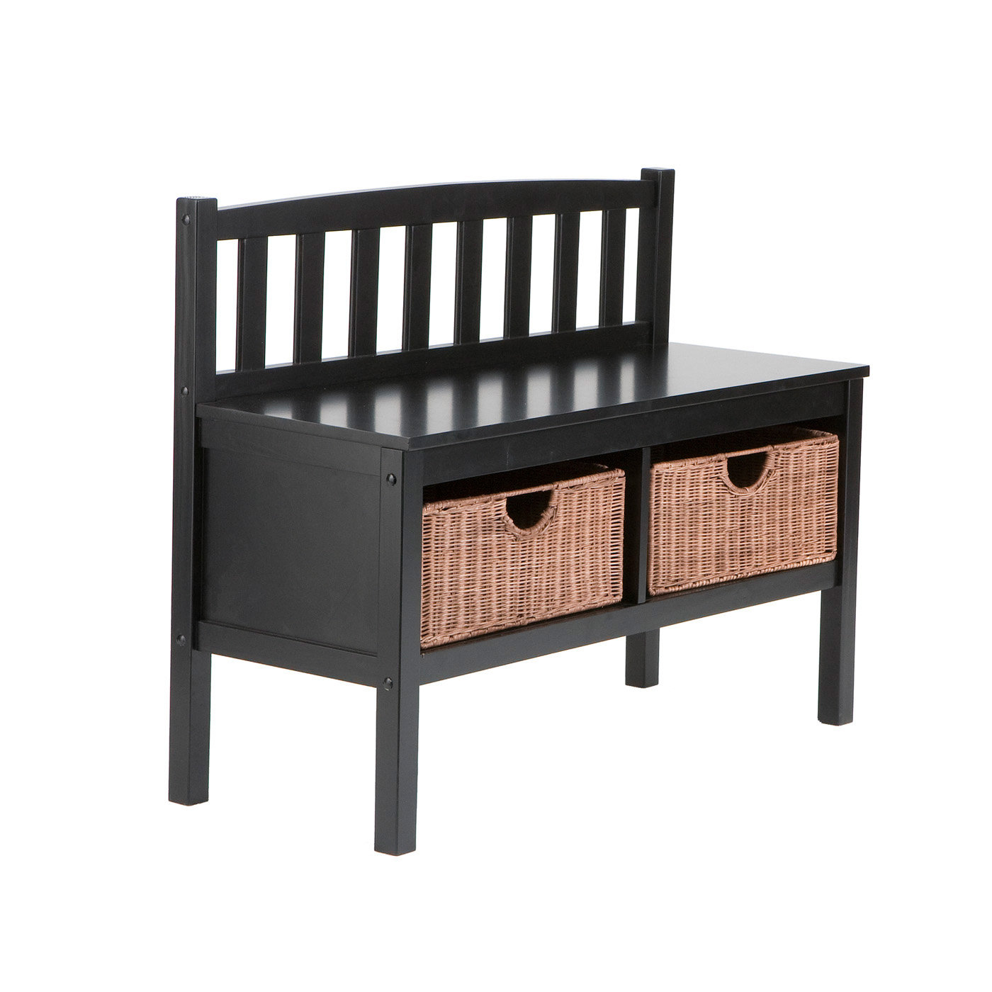 Beachcrest Home Offerman Wood Storage Entryway Bench with Rattan